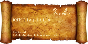 Kállay Lilla névjegykártya
